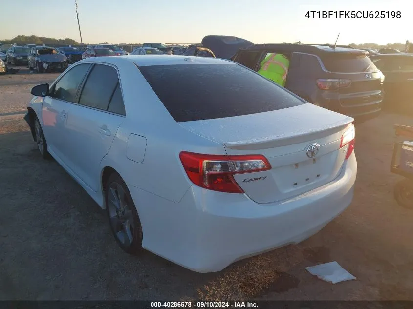 2012 Toyota Camry Se Limited Edition VIN: 4T1BF1FK5CU625198 Lot: 40286578