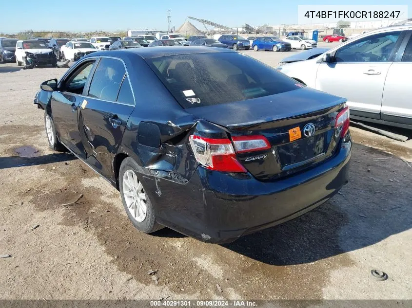 2012 Toyota Camry Le VIN: 4T4BF1FK0CR188247 Lot: 40291301