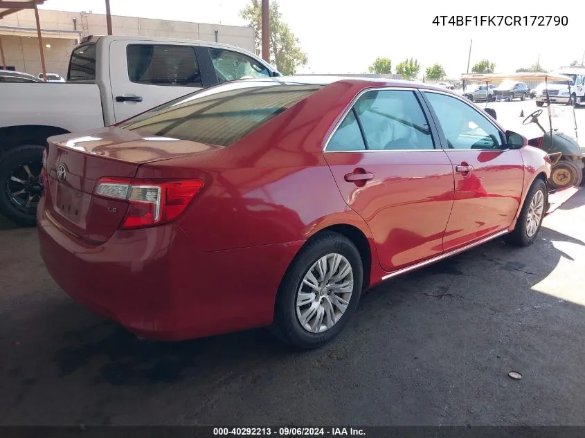 4T4BF1FK7CR172790 2012 Toyota Camry Le