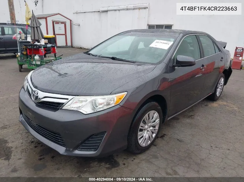 4T4BF1FK4CR223663 2012 Toyota Camry Le