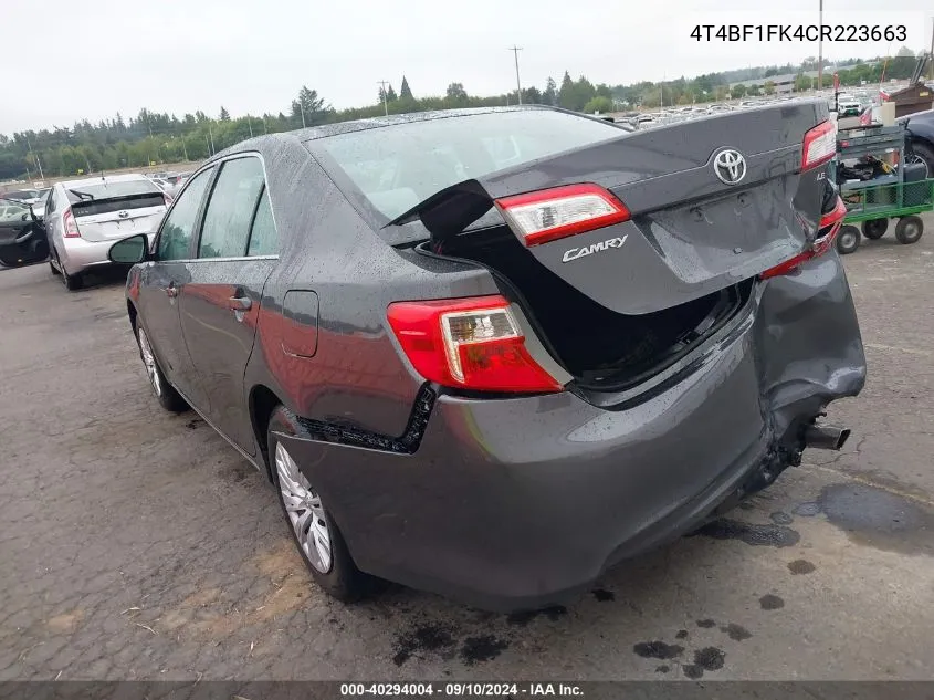 4T4BF1FK4CR223663 2012 Toyota Camry Le