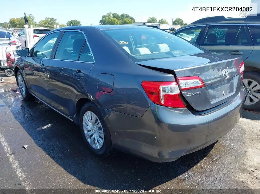 2012 Toyota Camry Le VIN: 4T4BF1FKXCR204082 Lot: 40294249