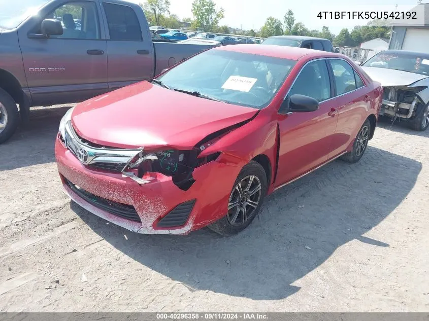 2012 Toyota Camry Le VIN: 4T1BF1FK5CU542192 Lot: 40296358