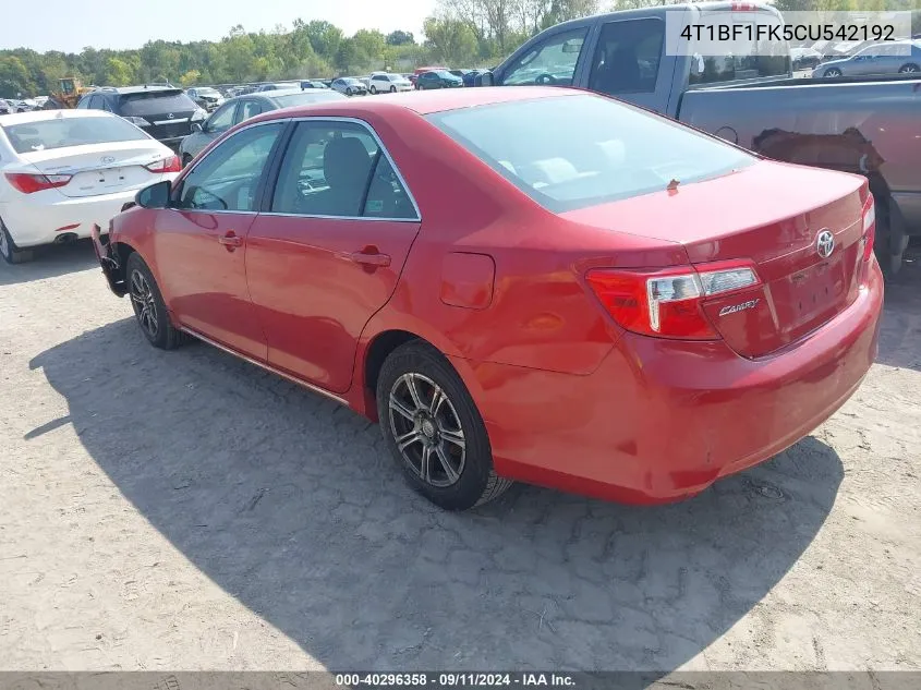 4T1BF1FK5CU542192 2012 Toyota Camry Le