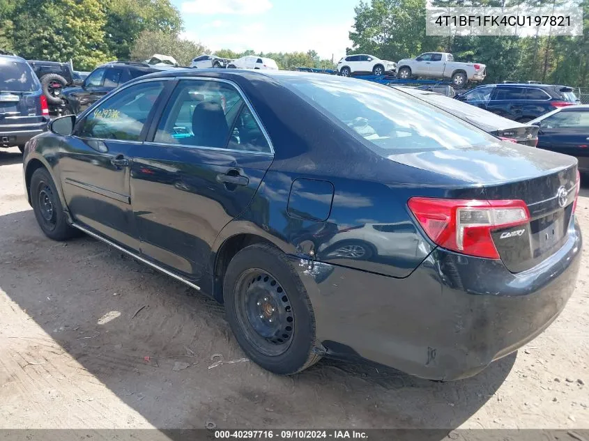 2012 Toyota Camry Le VIN: 4T1BF1FK4CU197821 Lot: 40297716