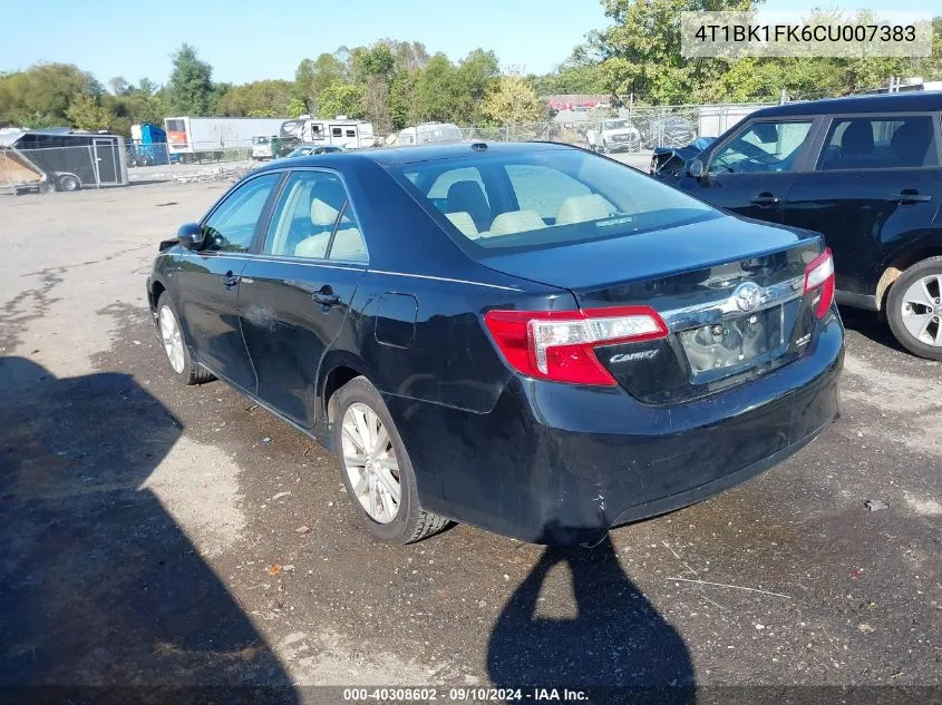 2012 Toyota Camry Se/Xle VIN: 4T1BK1FK6CU007383 Lot: 40308602