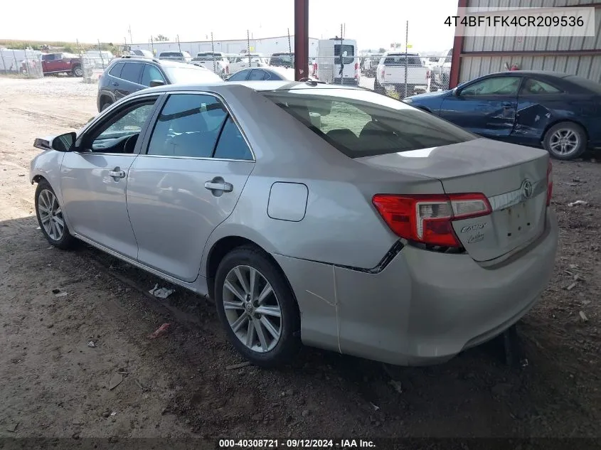 2012 Toyota Camry Xle VIN: 4T4BF1FK4CR209536 Lot: 40308721