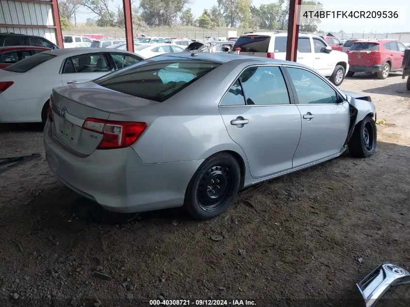 2012 Toyota Camry Xle VIN: 4T4BF1FK4CR209536 Lot: 40308721