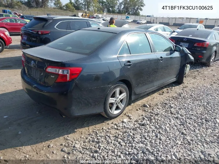 2012 Toyota Camry Se/Le/Xle VIN: 4T1BF1FK3CU100625 Lot: 40310535