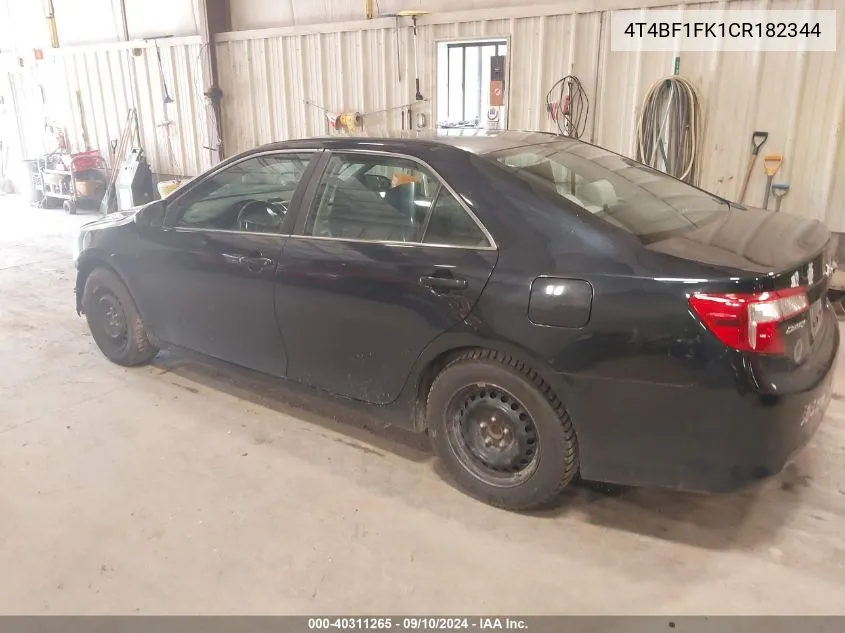 2012 Toyota Camry L VIN: 4T4BF1FK1CR182344 Lot: 40311265