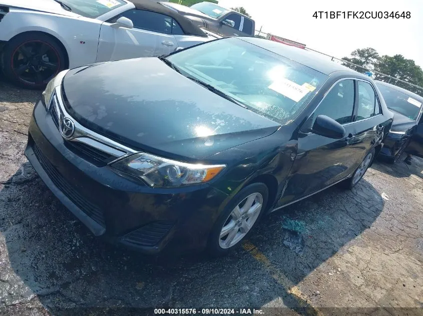 4T1BF1FK2CU034648 2012 Toyota Camry Le