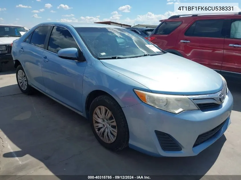 2012 Toyota Camry Le VIN: 4T1BF1FK6CU538331 Lot: 40315785