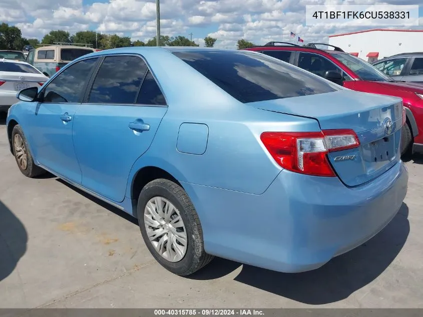 4T1BF1FK6CU538331 2012 Toyota Camry Le