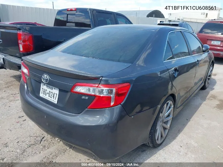 2012 Toyota Camry Se VIN: 4T1BF1FK1CU608561 Lot: 40318504