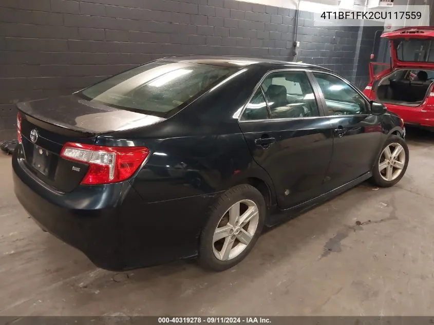 2012 Toyota Camry Se VIN: 4T1BF1FK2CU117559 Lot: 40319278