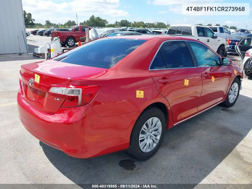 2012 Toyota Camry Le VIN: 4T4BF1FK1CR273968 Lot: 40319985