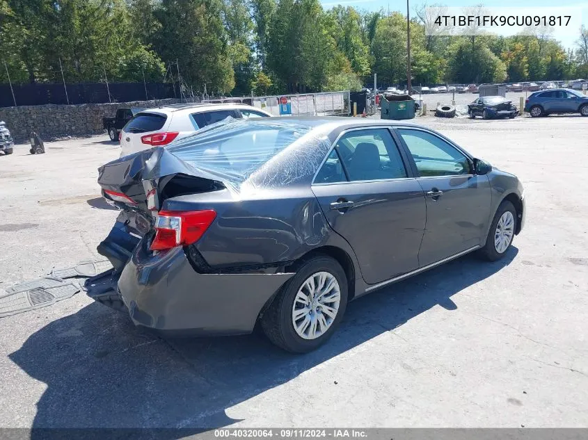 2012 Toyota Camry Le VIN: 4T1BF1FK9CU091817 Lot: 40320064