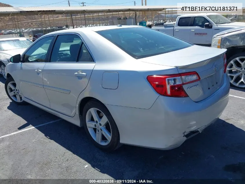 4T1BF1FK7CU181371 2012 Toyota Camry Se