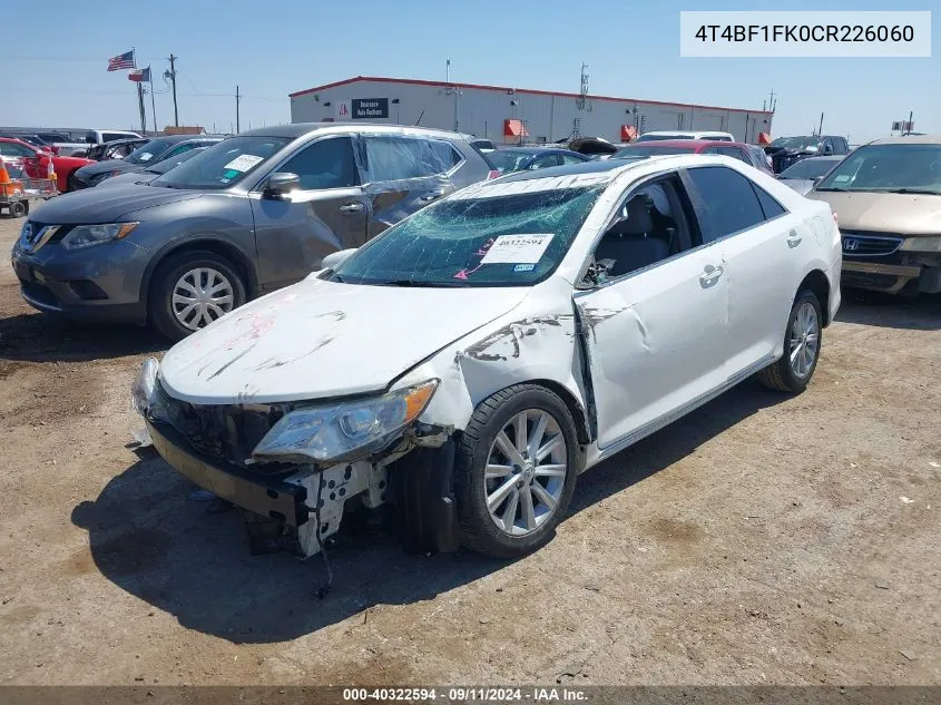 2012 Toyota Camry Se/Le/Xle VIN: 4T4BF1FK0CR226060 Lot: 40322594