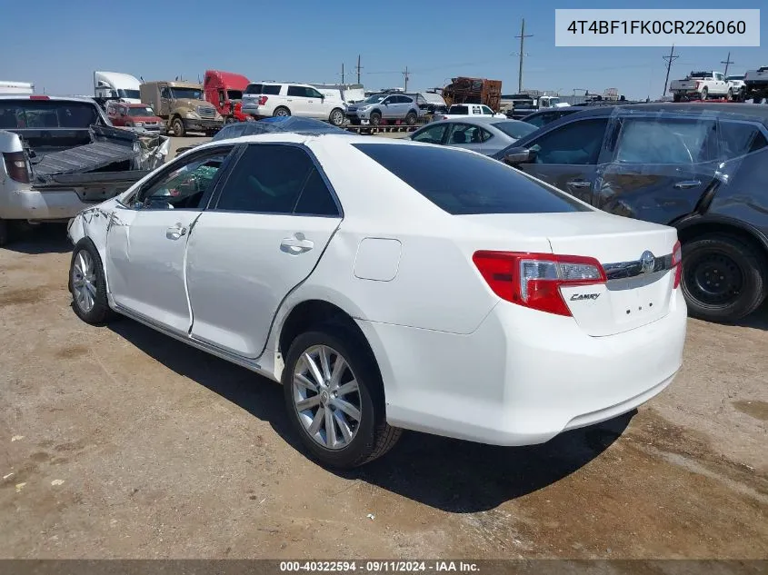 4T4BF1FK0CR226060 2012 Toyota Camry Se/Le/Xle