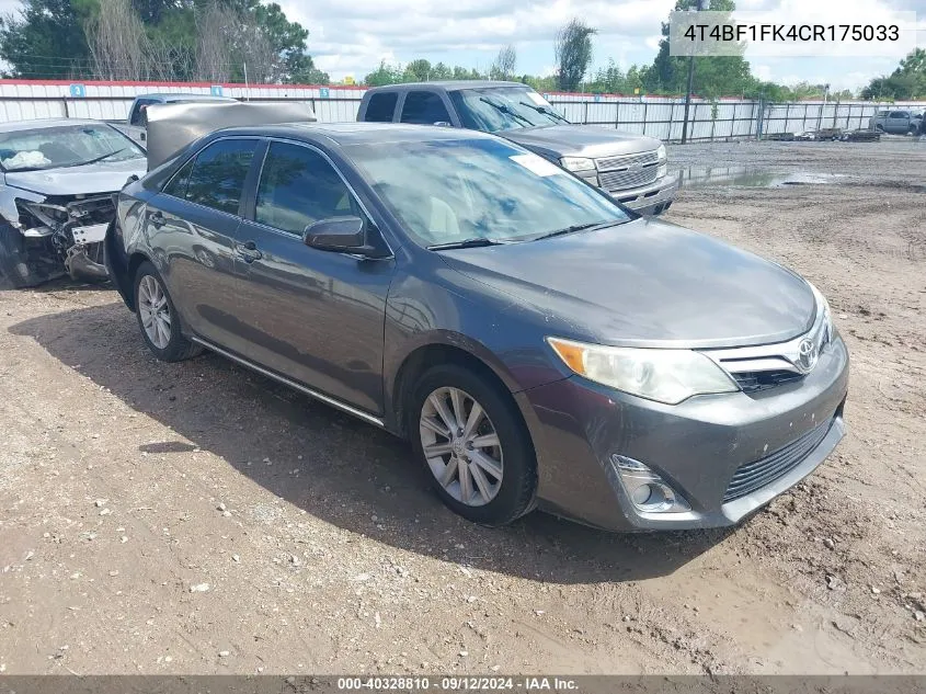 2012 Toyota Camry Xle VIN: 4T4BF1FK4CR175033 Lot: 40328810