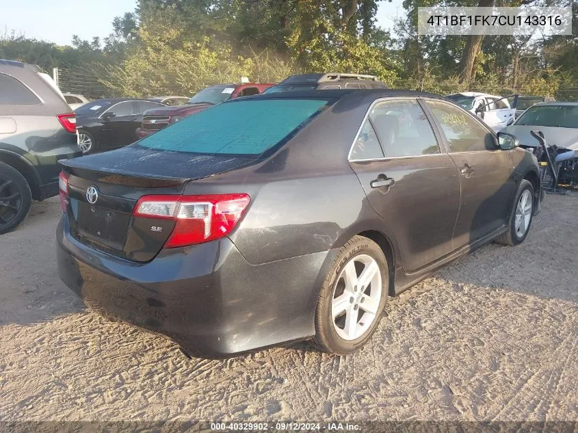 4T1BF1FK7CU143316 2012 Toyota Camry Se/Le/Xle