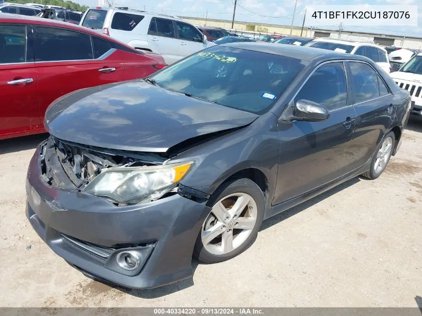 2012 Toyota Camry Se VIN: 4T1BF1FK2CU187076 Lot: 40334220