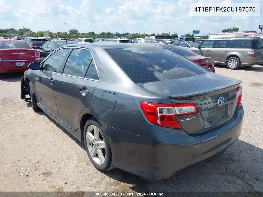 2012 Toyota Camry Se VIN: 4T1BF1FK2CU187076 Lot: 40334220