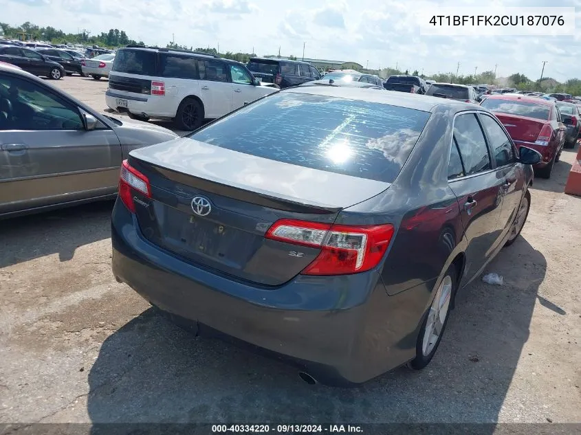 2012 Toyota Camry Se VIN: 4T1BF1FK2CU187076 Lot: 40334220