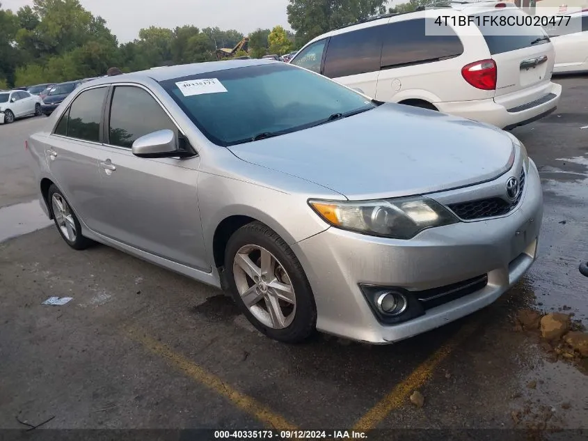 2012 Toyota Camry Se VIN: 4T1BF1FK8CU020477 Lot: 40335173