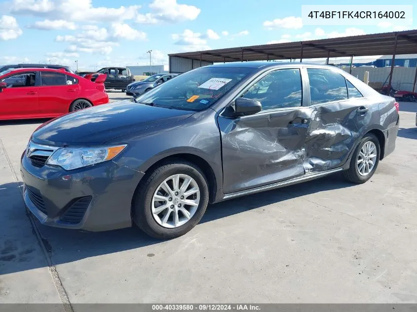 2012 Toyota Camry Le VIN: 4T4BF1FK4CR164002 Lot: 40339580