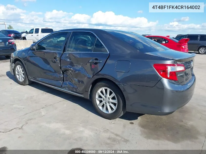 2012 Toyota Camry Le VIN: 4T4BF1FK4CR164002 Lot: 40339580