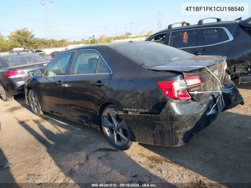 2012 Toyota Camry Se/Le/Xle VIN: 4T1BF1FK1CU198540 Lot: 40341010