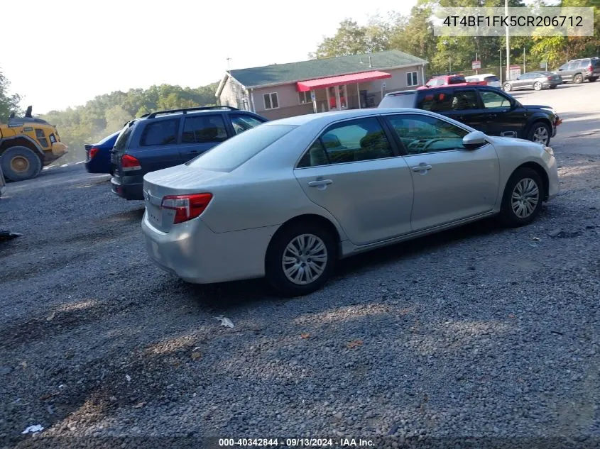 2012 Toyota Camry Se/Le/Xle VIN: 4T4BF1FK5CR206712 Lot: 40342844