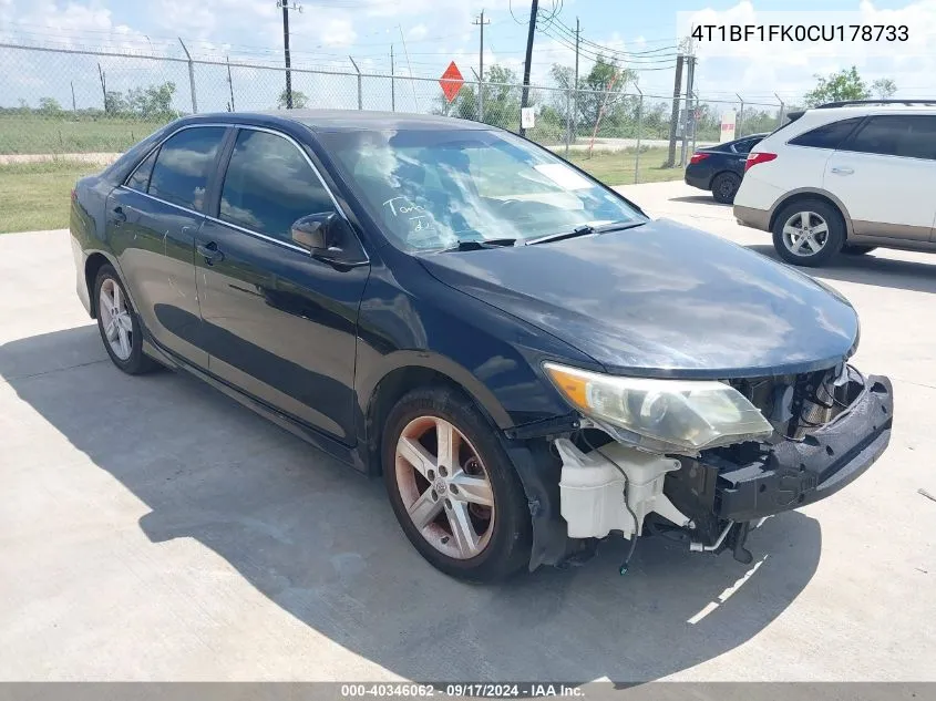 2012 Toyota Camry L/Le/Se/Se Limited Edition/Xle VIN: 4T1BF1FK0CU178733 Lot: 40346062