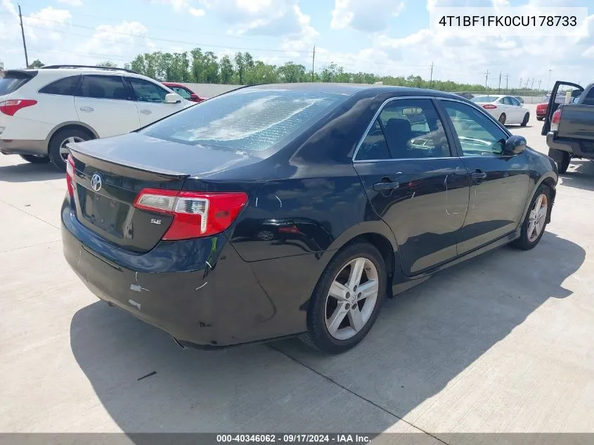 2012 Toyota Camry L/Le/Se/Se Limited Edition/Xle VIN: 4T1BF1FK0CU178733 Lot: 40346062