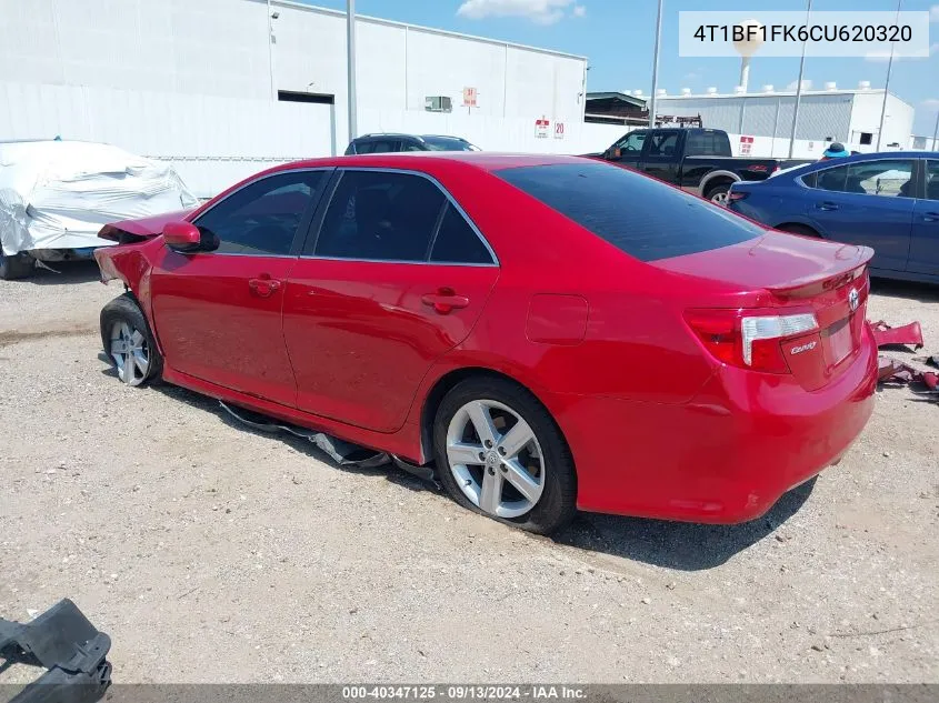 2012 Toyota Camry Se VIN: 4T1BF1FK6CU620320 Lot: 40347125