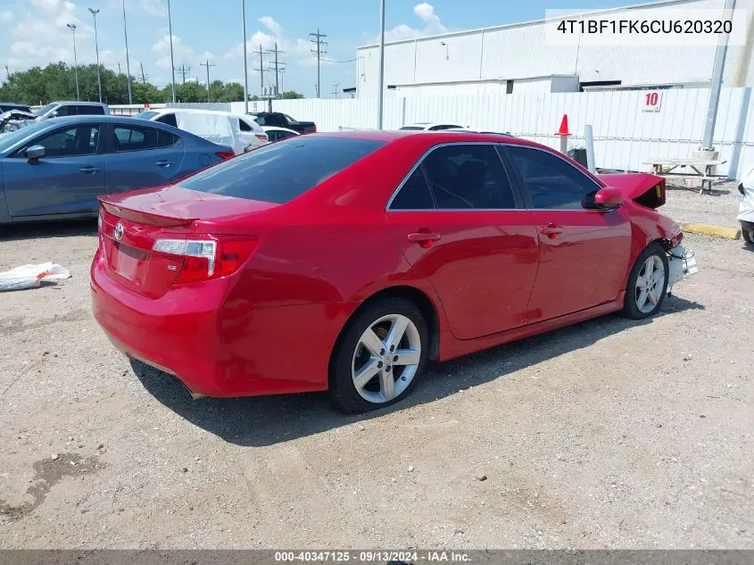 2012 Toyota Camry Se VIN: 4T1BF1FK6CU620320 Lot: 40347125