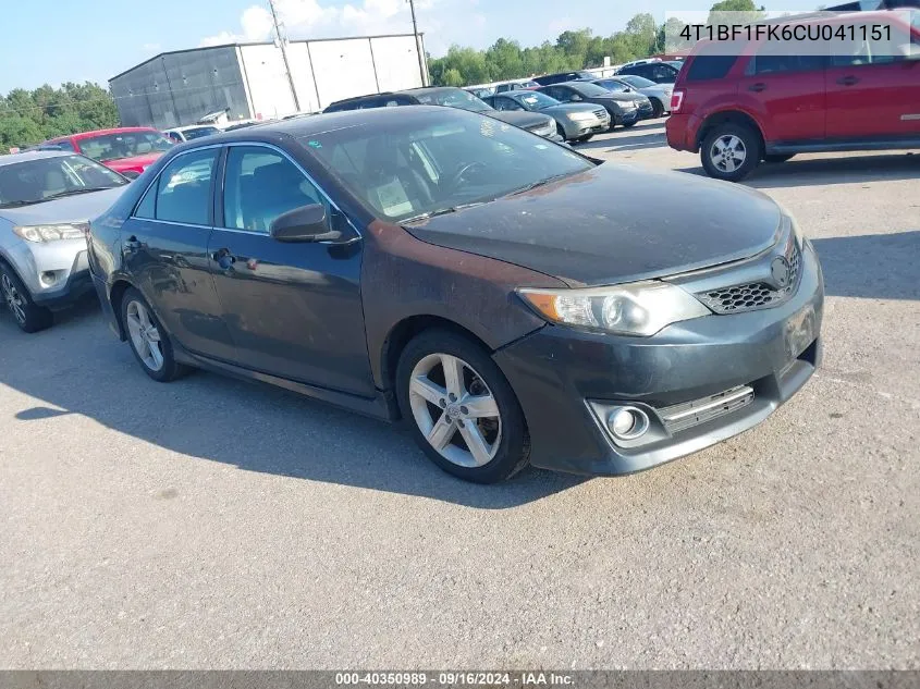 2012 Toyota Camry Se VIN: 4T1BF1FK6CU041151 Lot: 40350989