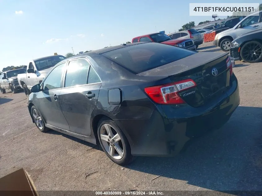 2012 Toyota Camry Se VIN: 4T1BF1FK6CU041151 Lot: 40350989