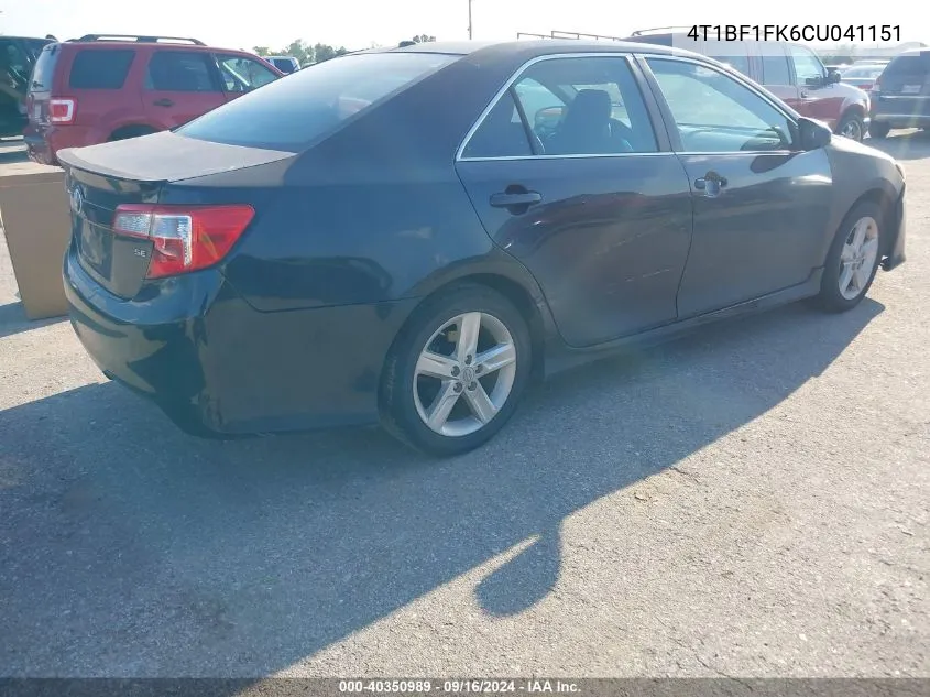 2012 Toyota Camry Se VIN: 4T1BF1FK6CU041151 Lot: 40350989