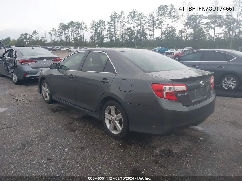 2012 Toyota Camry Se VIN: 4T1BF1FK7CU174551 Lot: 40351112