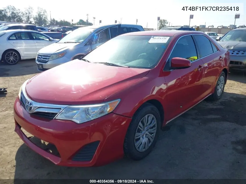 2012 Toyota Camry Le VIN: 4T4BF1FK7CR235418 Lot: 40354356