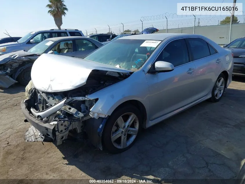 2012 Toyota Camry Se VIN: 4T1BF1FK6CU165016 Lot: 40354662