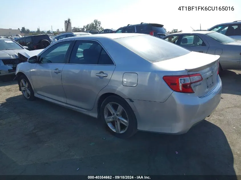 2012 Toyota Camry Se VIN: 4T1BF1FK6CU165016 Lot: 40354662