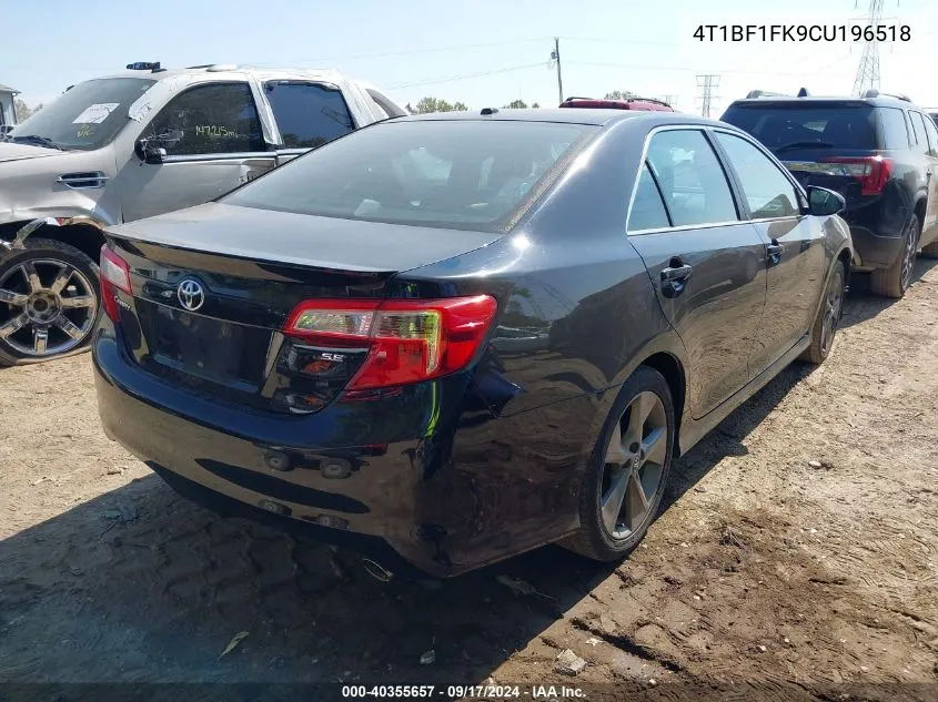 2012 Toyota Camry Se Limited Edition VIN: 4T1BF1FK9CU196518 Lot: 40355657