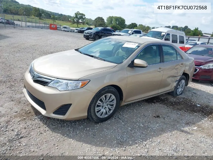 2012 Toyota Camry Le VIN: 4T1BF1FK7CU072568 Lot: 40357658