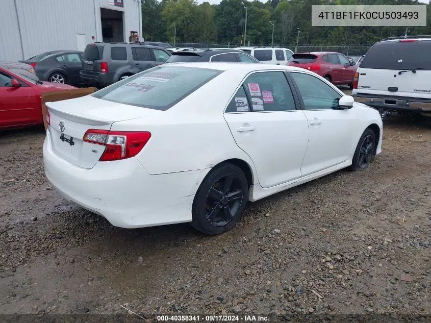 2012 Toyota Camry Se VIN: 4T1BF1FK0CU503493 Lot: 40358341