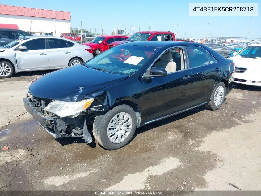 2012 Toyota Camry Le VIN: 4T4BF1FK5CR208718 Lot: 40360852