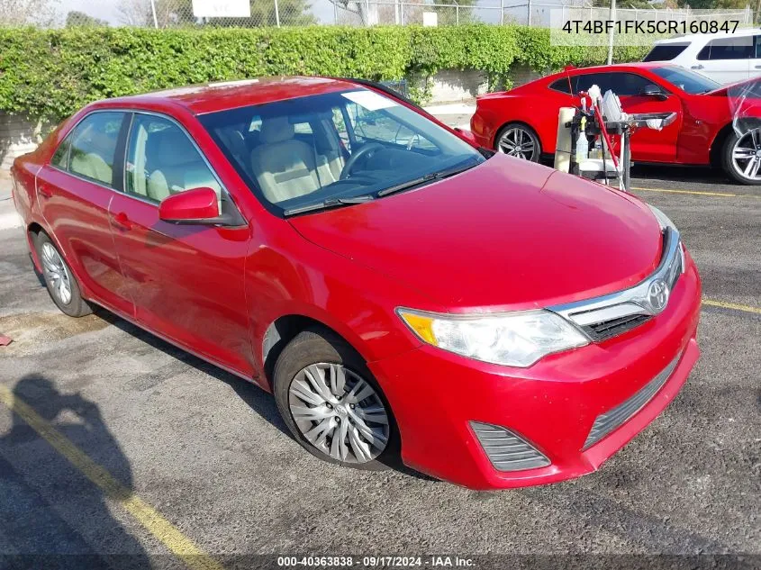 2012 Toyota Camry Le VIN: 4T4BF1FK5CR160847 Lot: 40363838